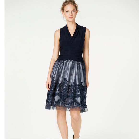 SLNY Dresses & Skirts - SLYN Illusion Soutache-Trim Party Dress size 16